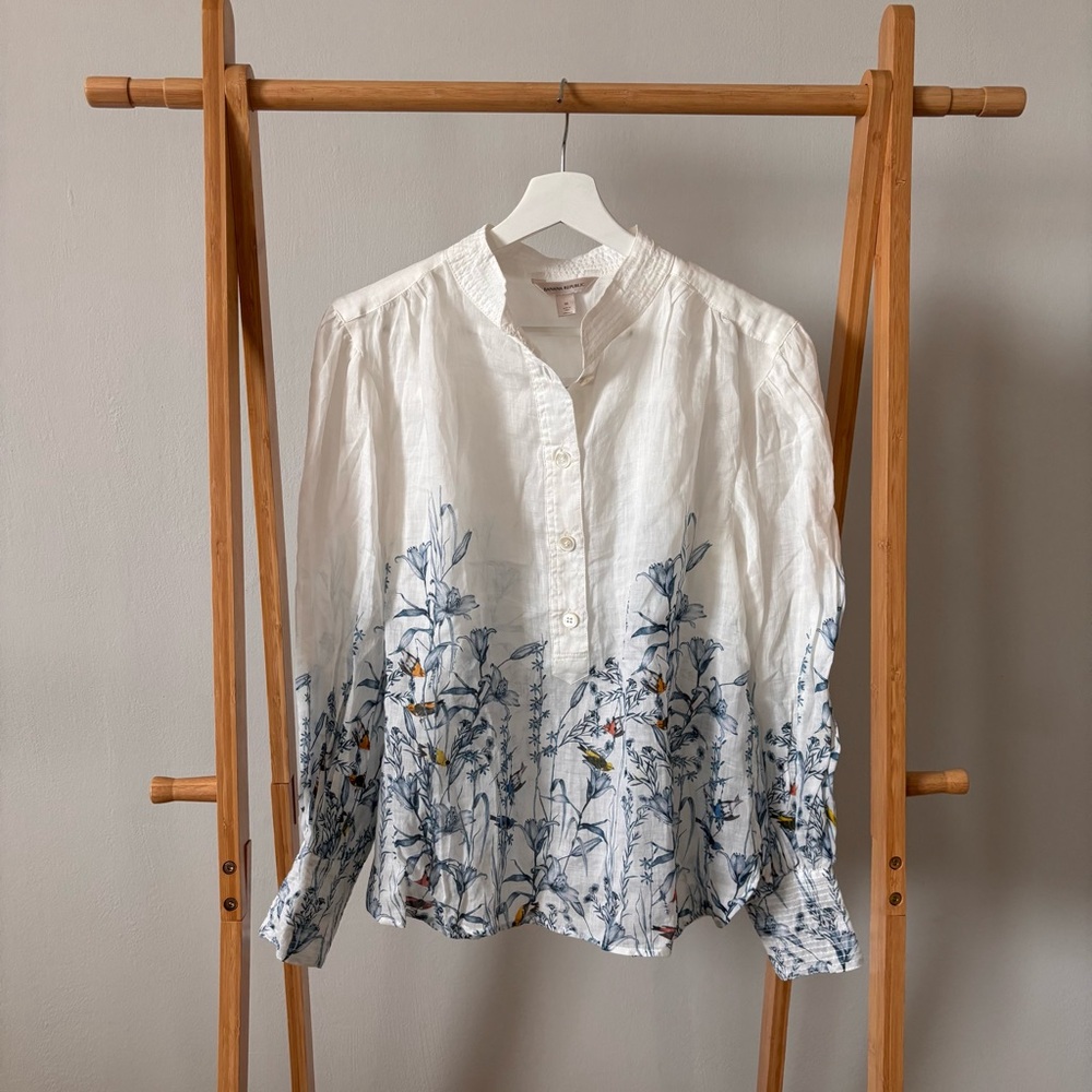 Banana Republic Bird Print Sheer Blouse